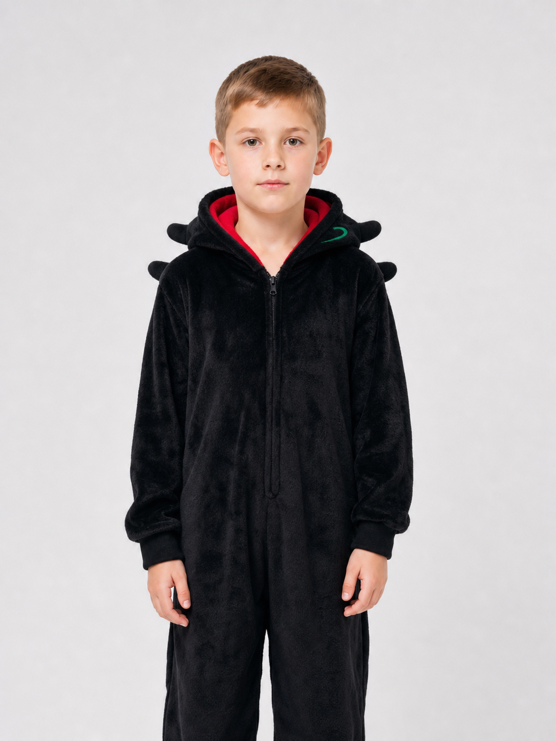 Children’s Hooded Dragon Costume, Black and Red