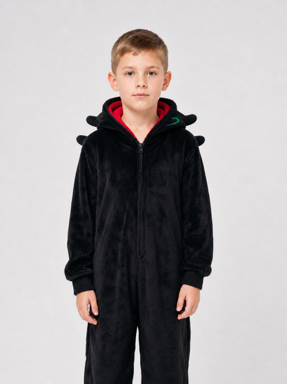 Children’s Hooded Dragon Costume, Black and Red