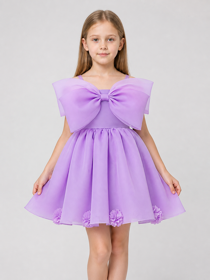 Full-skirted dress with bow and flowers, purple Costume Dresses detail 3