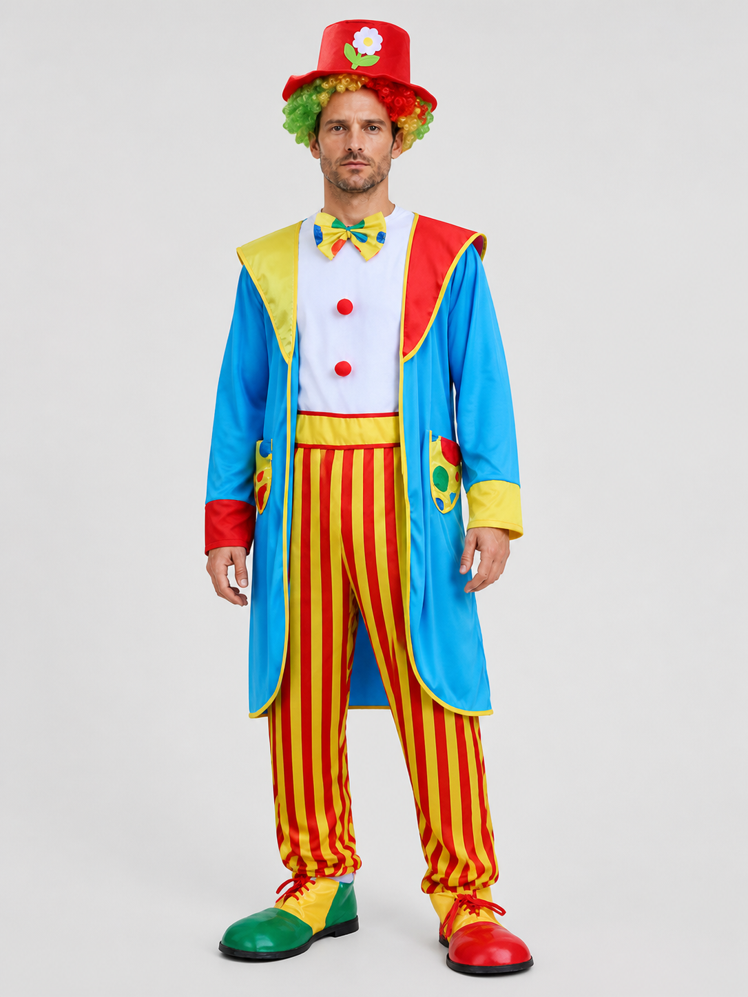 Clown Costume, Circus Stage Set with Hat Costume Headwear detail 3