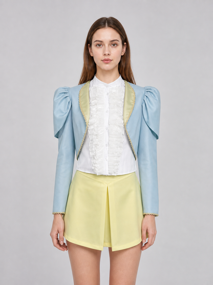 Poor Things Cosplay Costume: Blue Jacket and Jabot