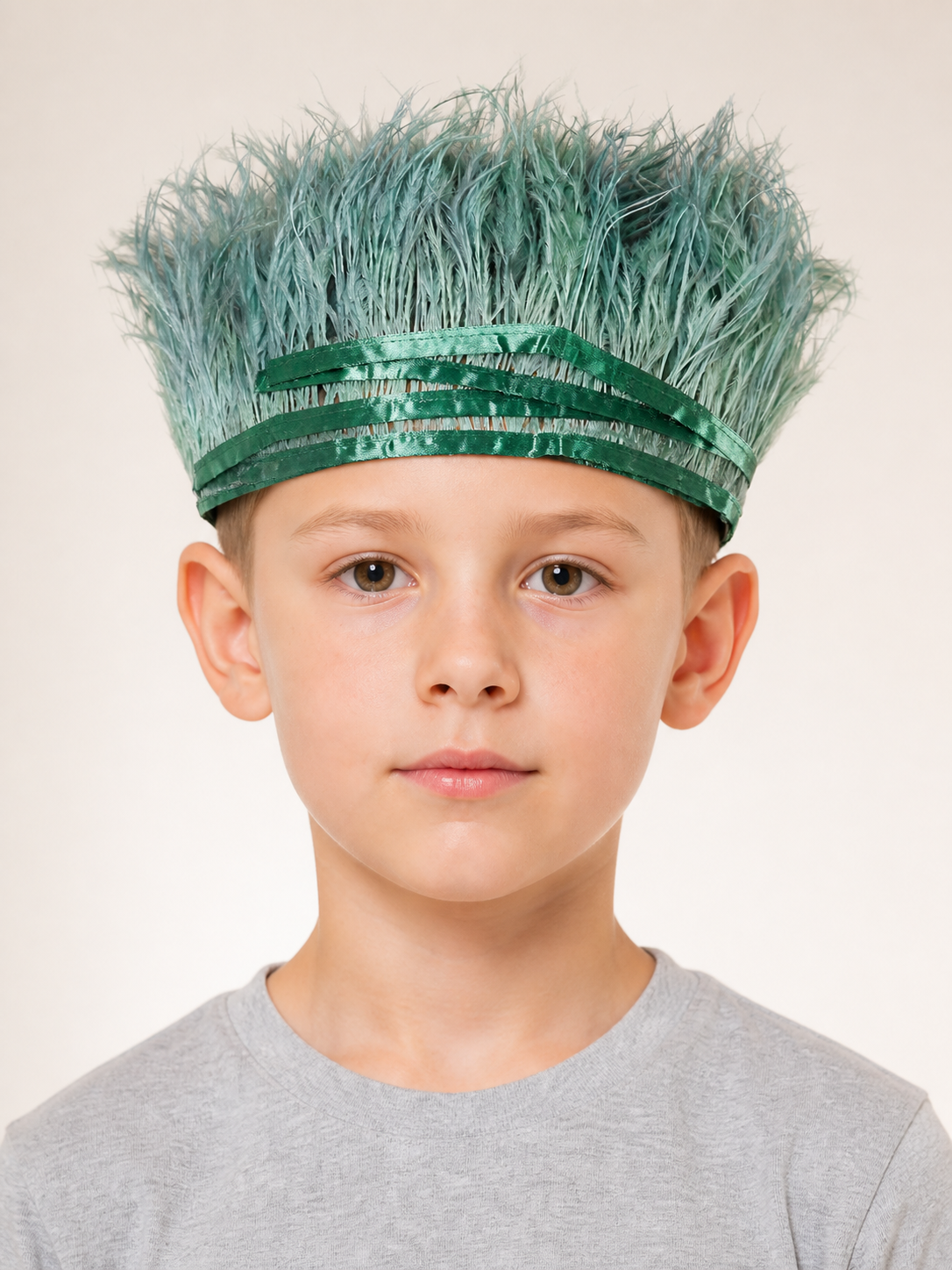 Green Carnival Headband with Long Feathers Costume Headwear detail 2