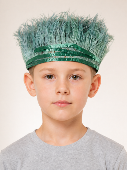 Green Carnival Headband with Long Feathers Costume Headwear detail 2