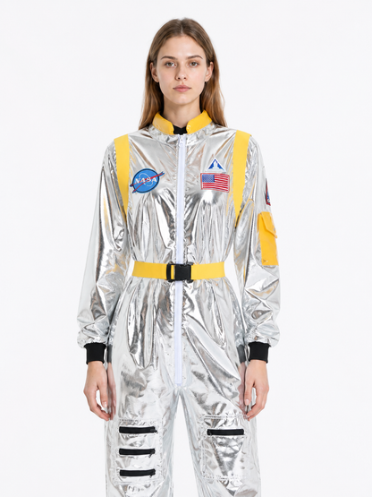 Silver Space Jumpsuit with Zippered Pockets product detail 3