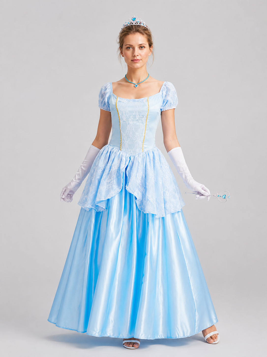 Princess Sissi Cosplay Dress, Blue, Long Costume Dresses detail 3