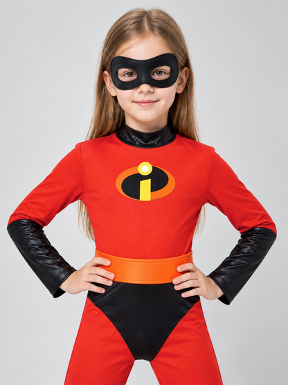 Kids' Superhero Costume Red with Mask and Belt