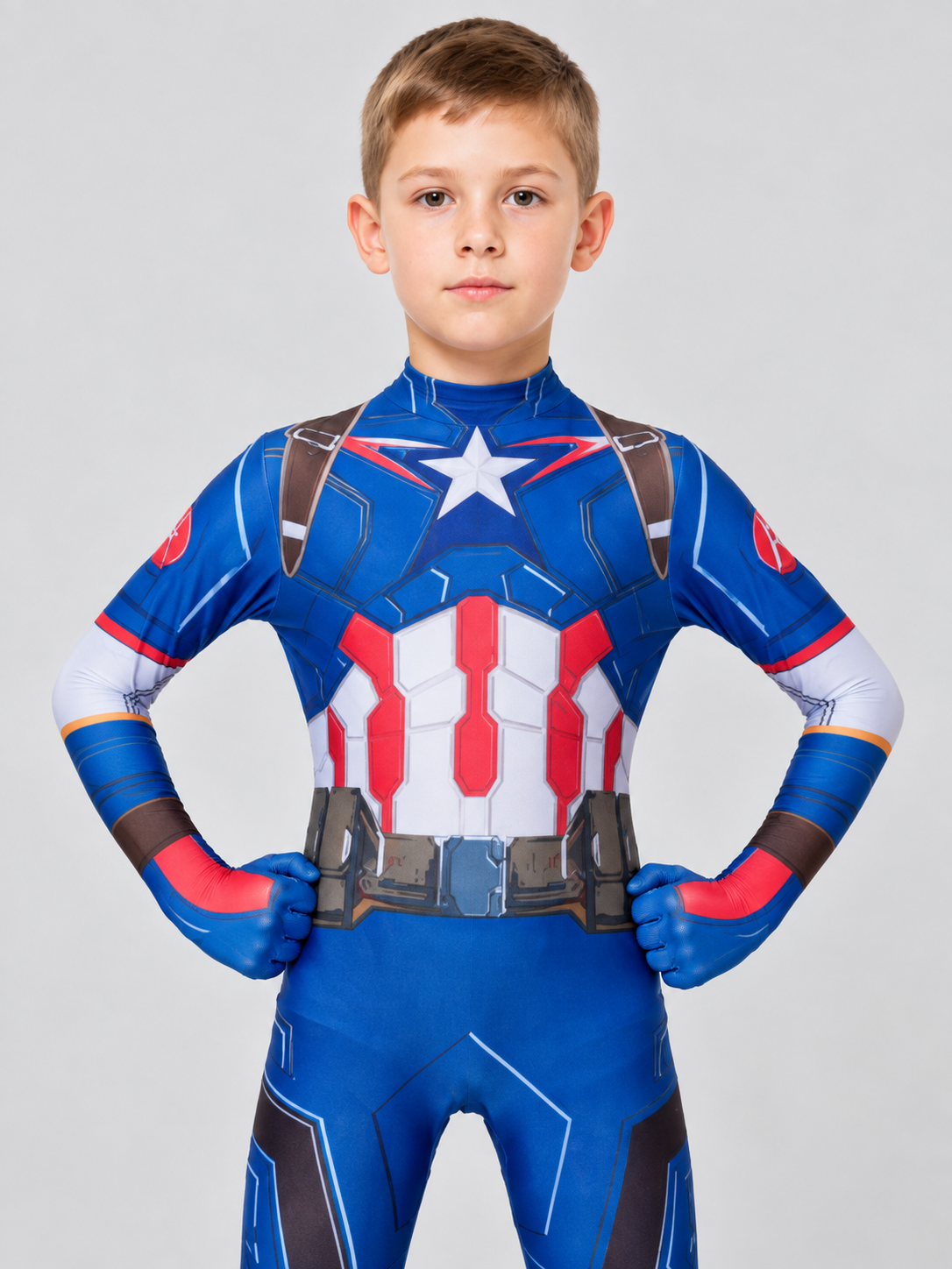 Blue Superhero Costume for Cosplay with a Star