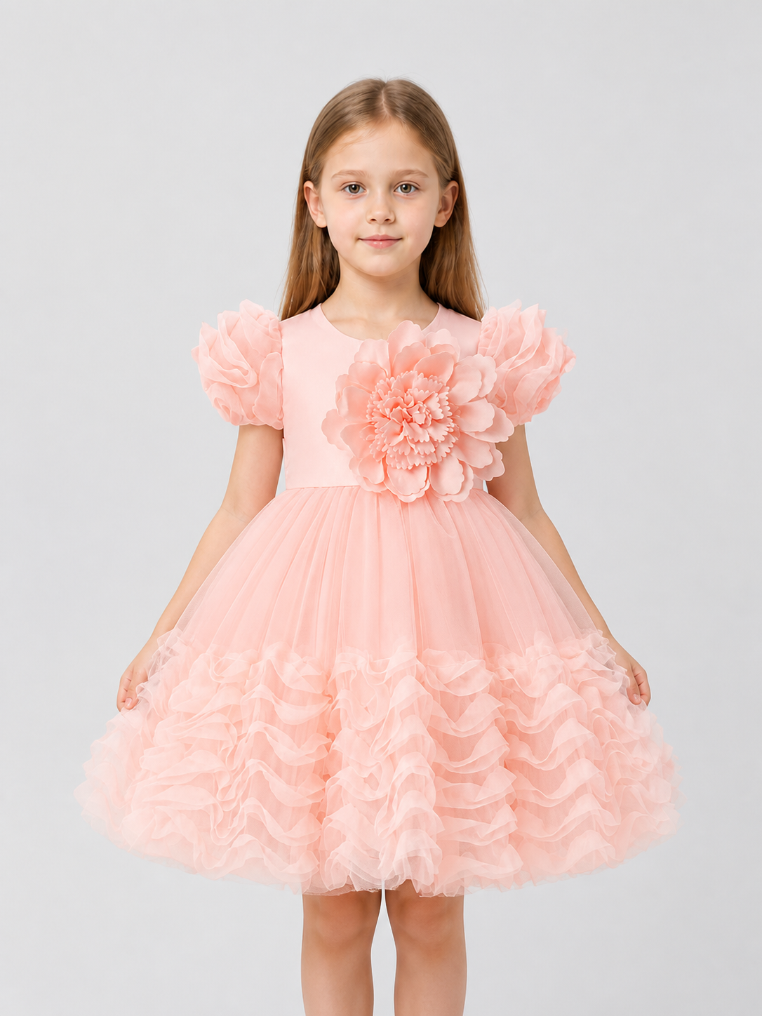 Puffy Princess Dress with Mesh and Puff Sleeves Costume Dresses detail 3