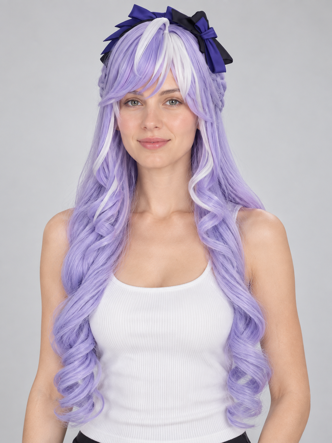 Light Purple Wavy Cosplay Wig with Bangs