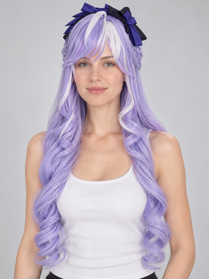 Light Purple Wavy Cosplay Wig with Bangs