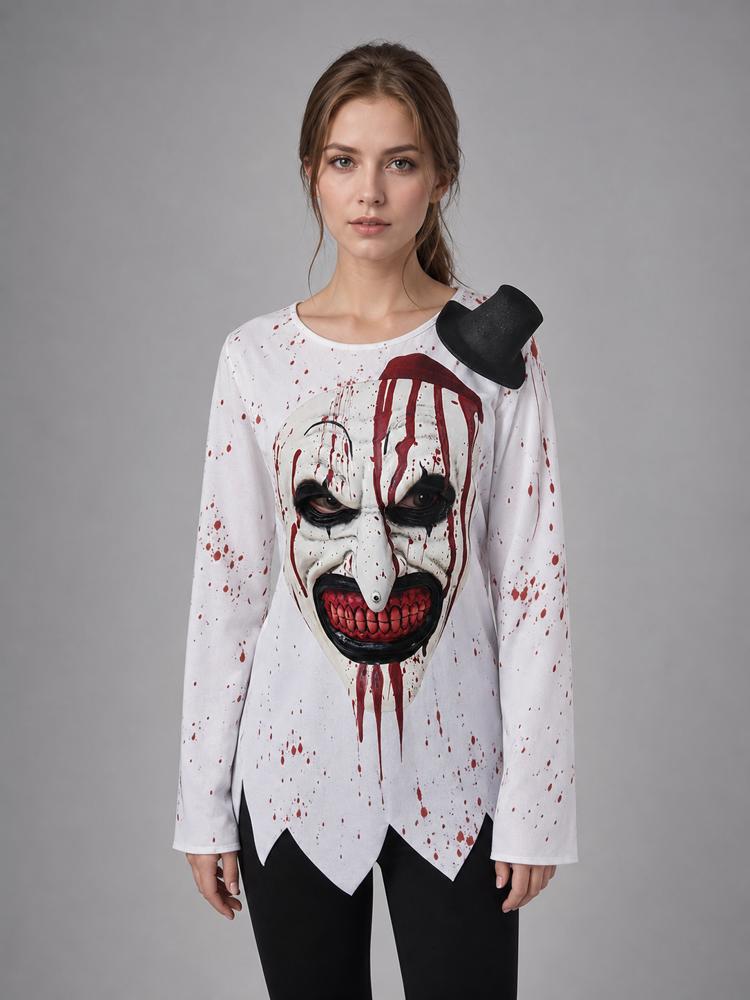 Hooded Clown Mask, Bloody Halloween Makeup