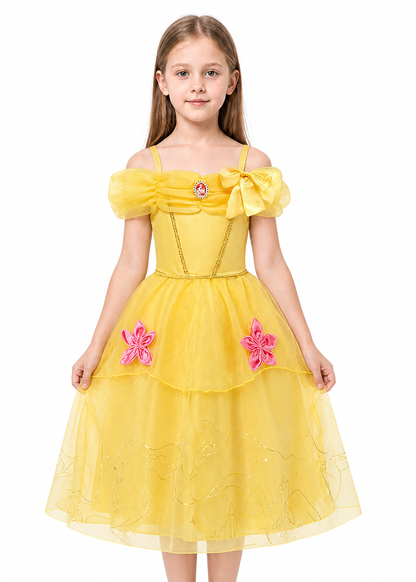 Children's Yellow Carnival Dress with a Bow and Full Skirt Costume Dresses detail 3