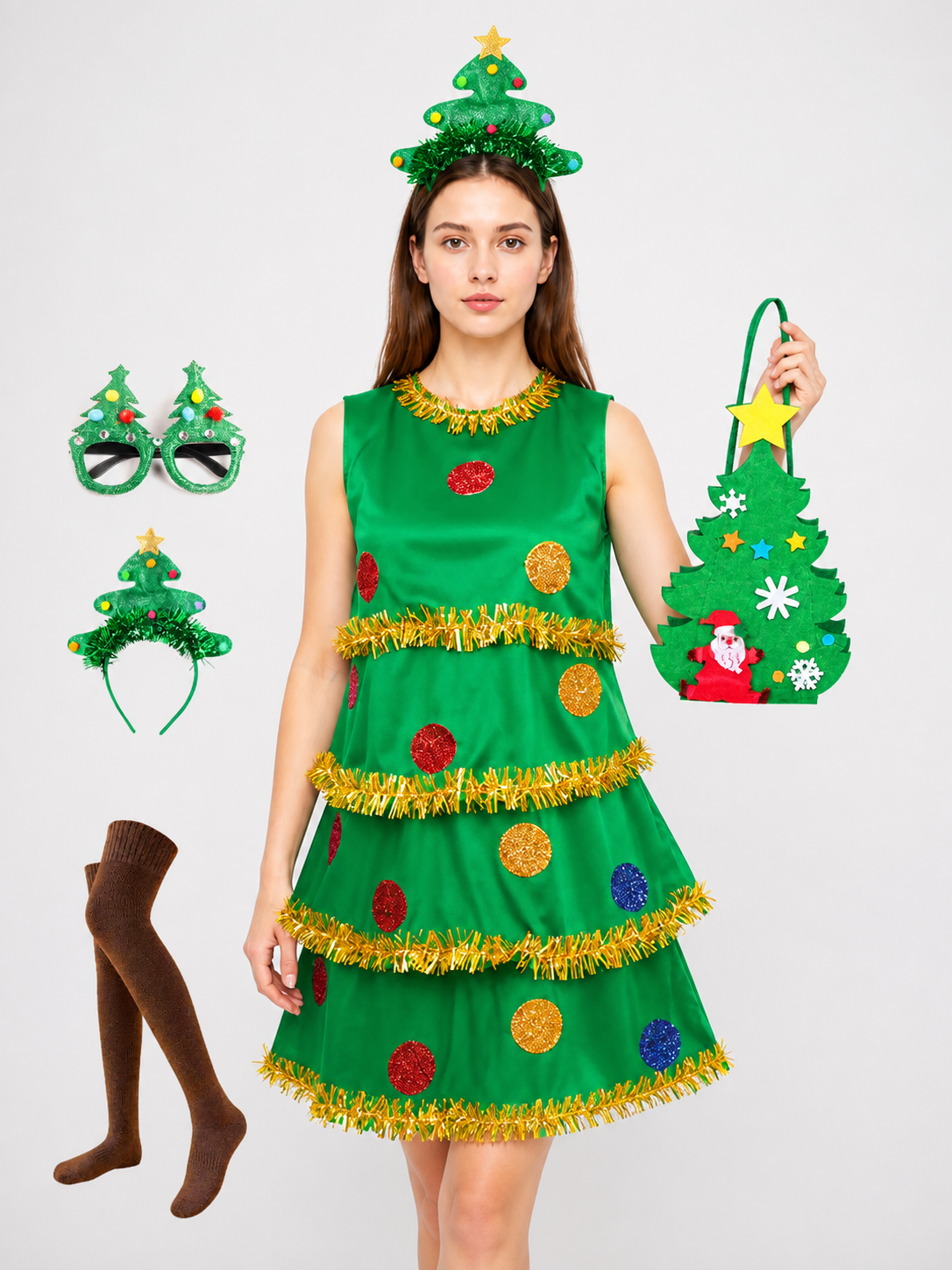Green Christmas Tree Carnival Costume (Set) for Cosplay