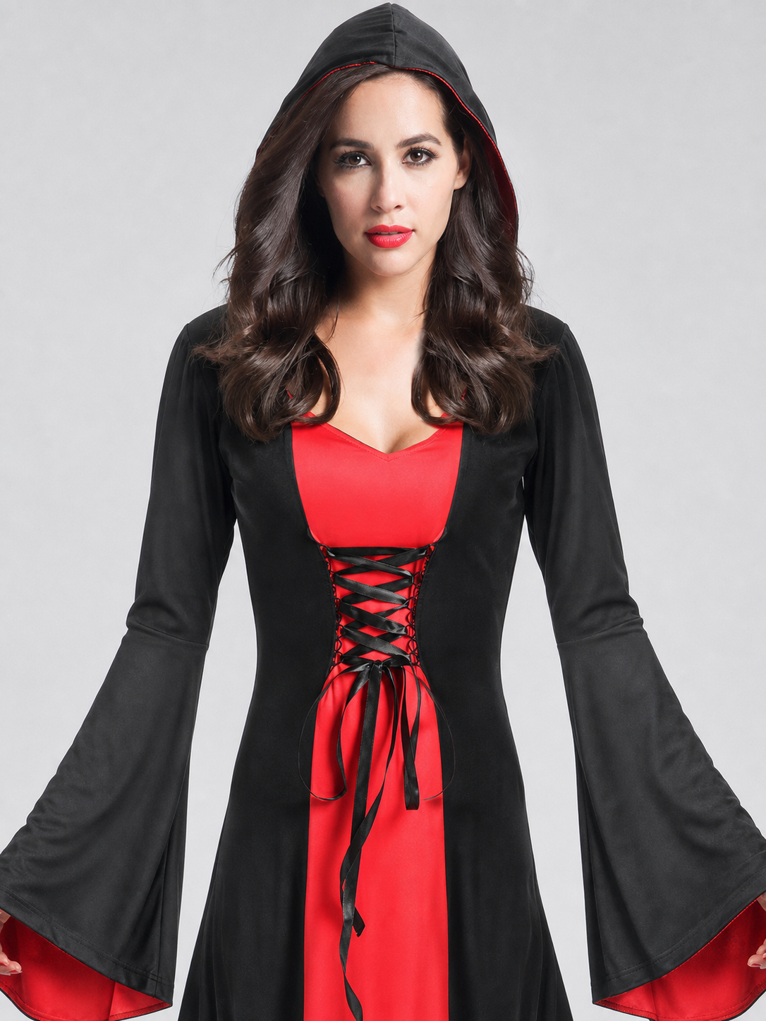 Vampire Costume with Lacing and Wide Sleeves