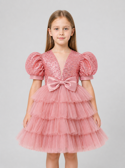 Girls' Tutu Dress with Sequins, Tulle, and Bow Costume Dresses detail 3