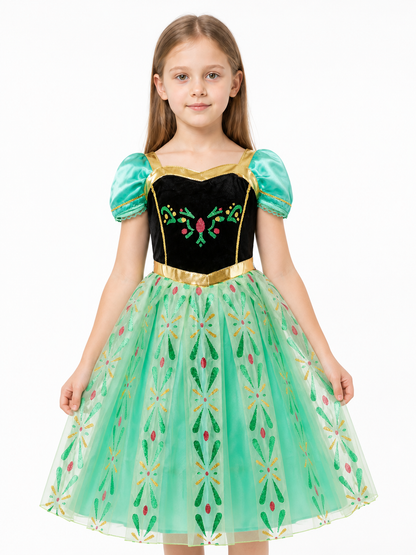 Children’s Dress with a Full Skirt and Gold Belt product detail 3