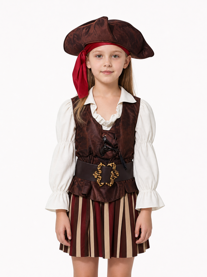 Children’s Pirate Costume with Striped Skirt and Hat product detail 3