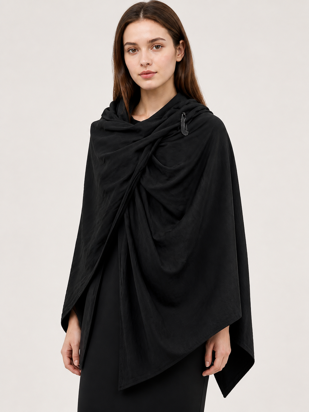 Black Hooded Carnival Cape, Loose Fit Costume Capes detail 2