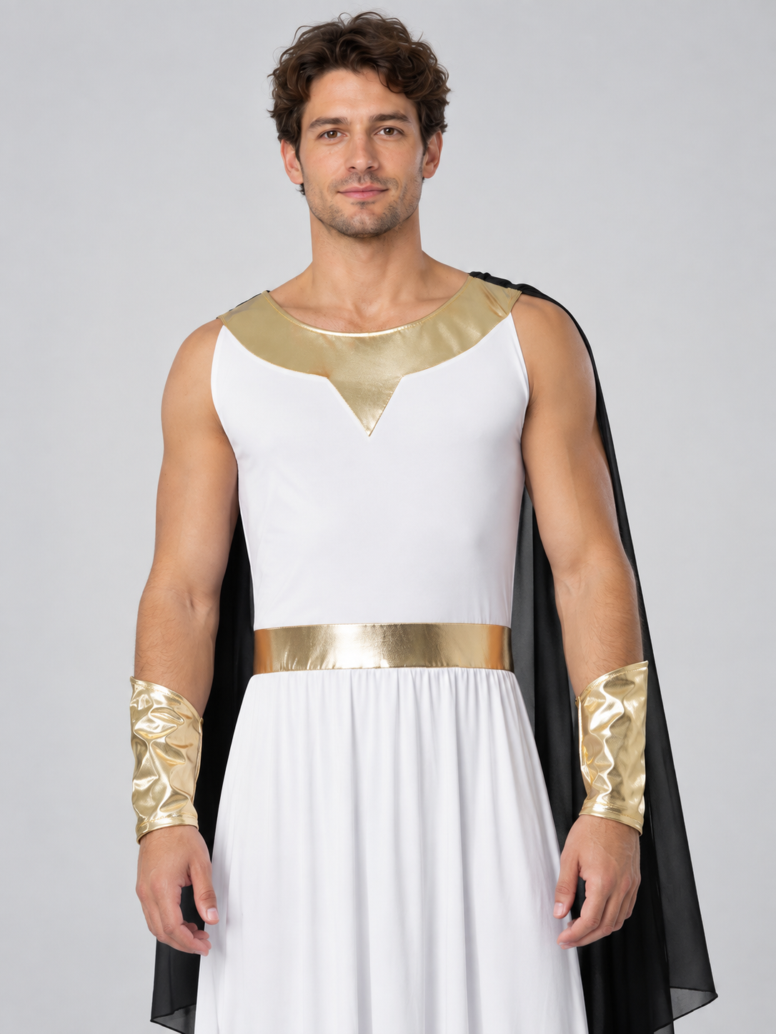 Carnival Toga Costume with Gold Trim and Cape