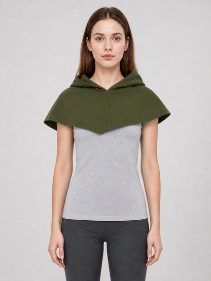 Triangular Hooded Cape, Olive Green