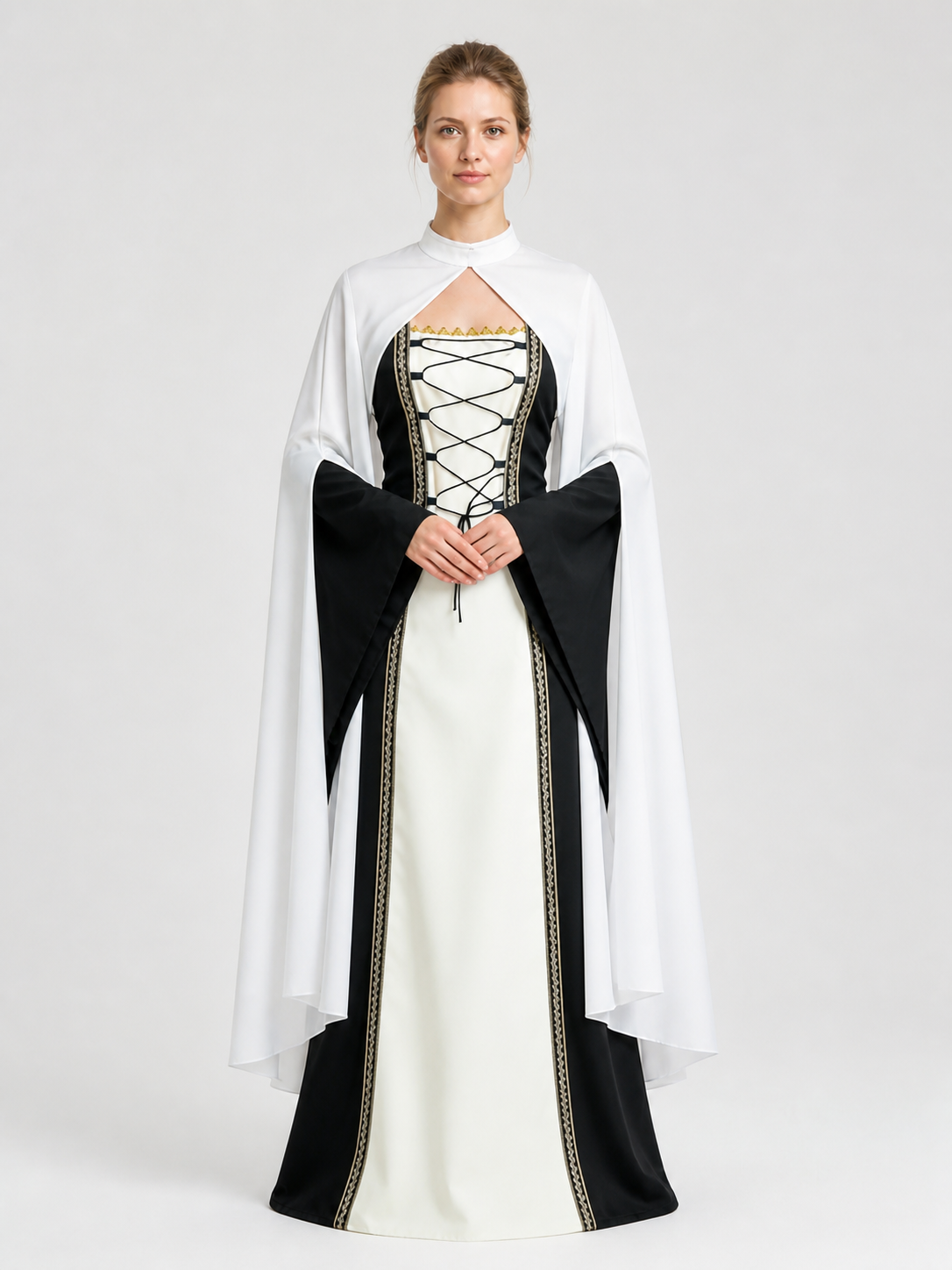 Retro Dress with Cape, Medieval Costume Costume Dresses detail 3