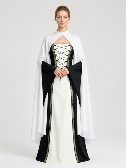 Retro Dress with Cape, Medieval Costume Costume Dresses detail 3