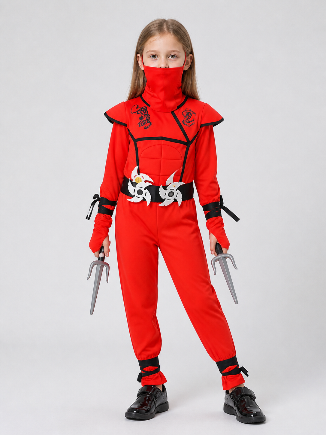 Ninja Cosplay Costume, Red Hooded Jumpsuit Costumes detail 3