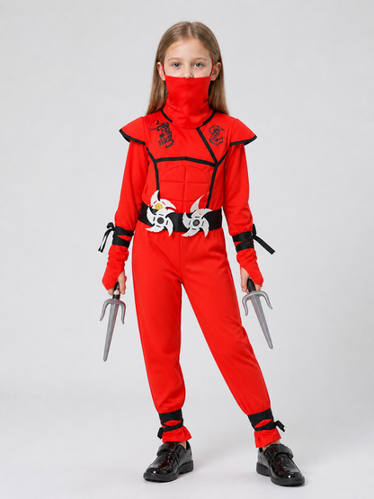 Ninja Cosplay Costume, Red Hooded Jumpsuit Costumes detail 3
