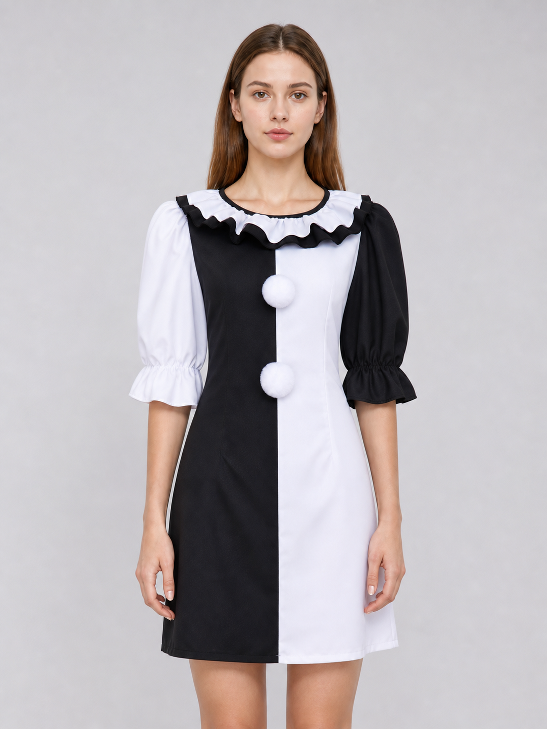 Black and White Clown Costume for Stage and Parties