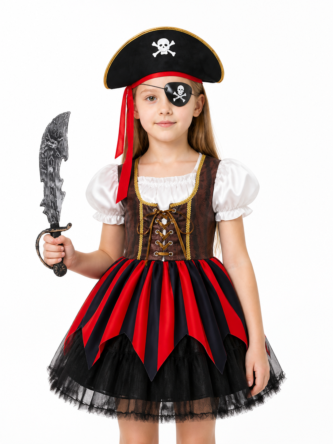Pirate Costume with Striped Dress and Accessories Costume Dresses detail 3