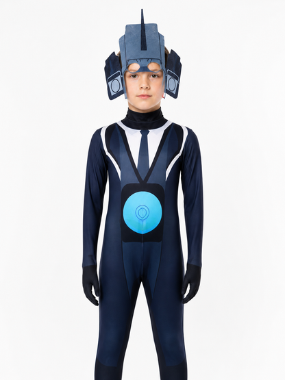 Skibidi Toilet TV Man Jumpsuit, Blue and White
