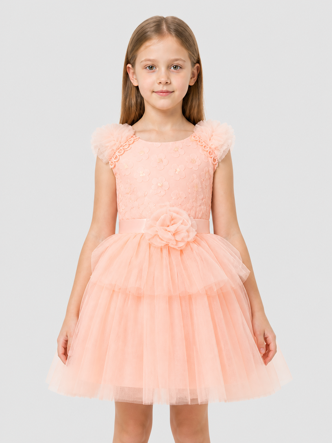 Dressy Dress with a Full Tulle Skirt and Rose Costume Dresses detail 3