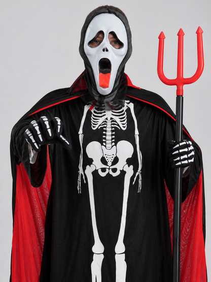 Skeleton costume with mask, cape, and trident Costume Capes detail 2