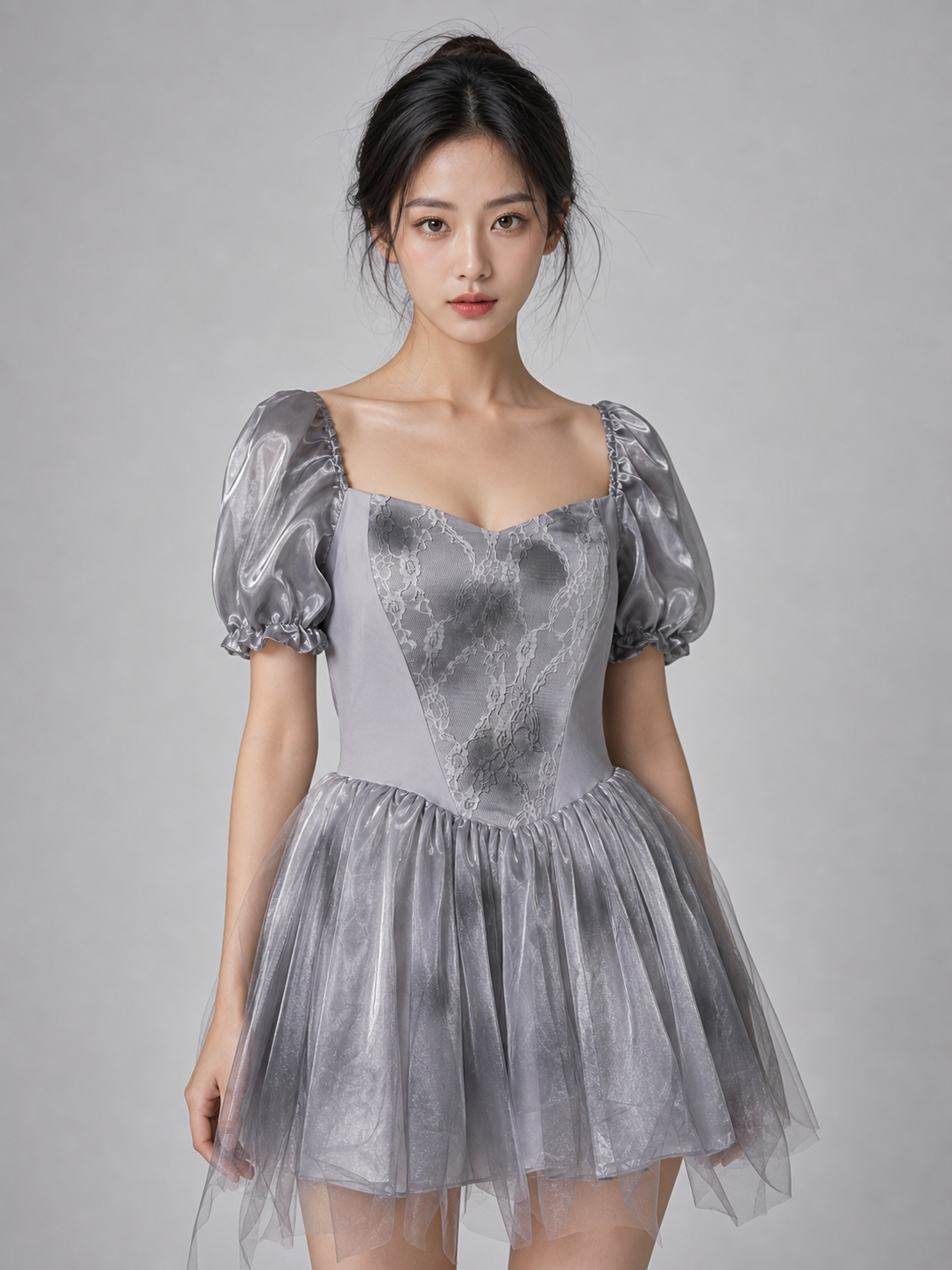 Retro Gothic-Style Costume with Dress and Veil for Cosplay