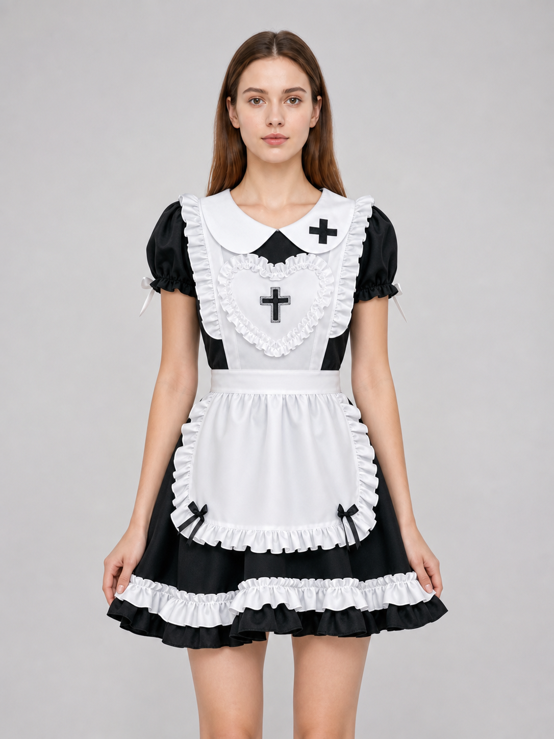 Black-and-White Gothic Lolita-Style Dress Costume