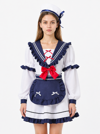 Nautical-Style Stage Costume with Apron and Bow Costume Accessories detail 3