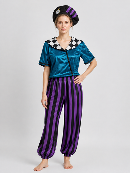 Fantasy Carnival Costume with Hat and Striped Pants Costume Headwear detail 3