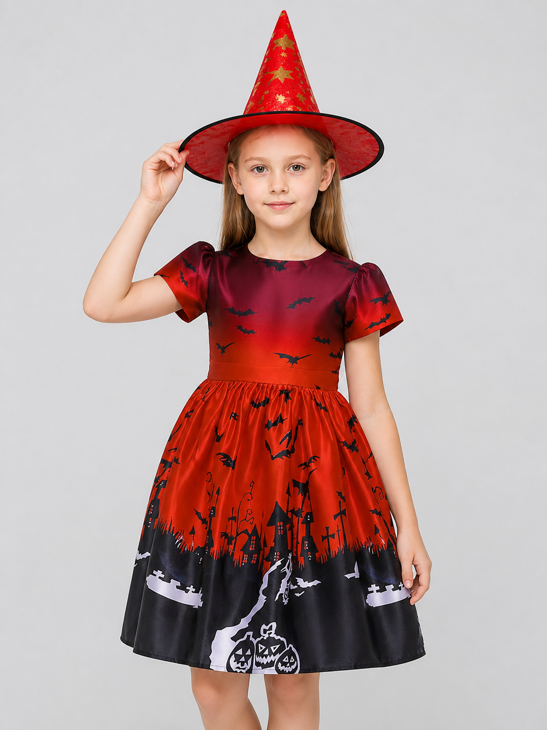 Halloween Princess Dress with Pointed Hat Costume Dresses detail 3
