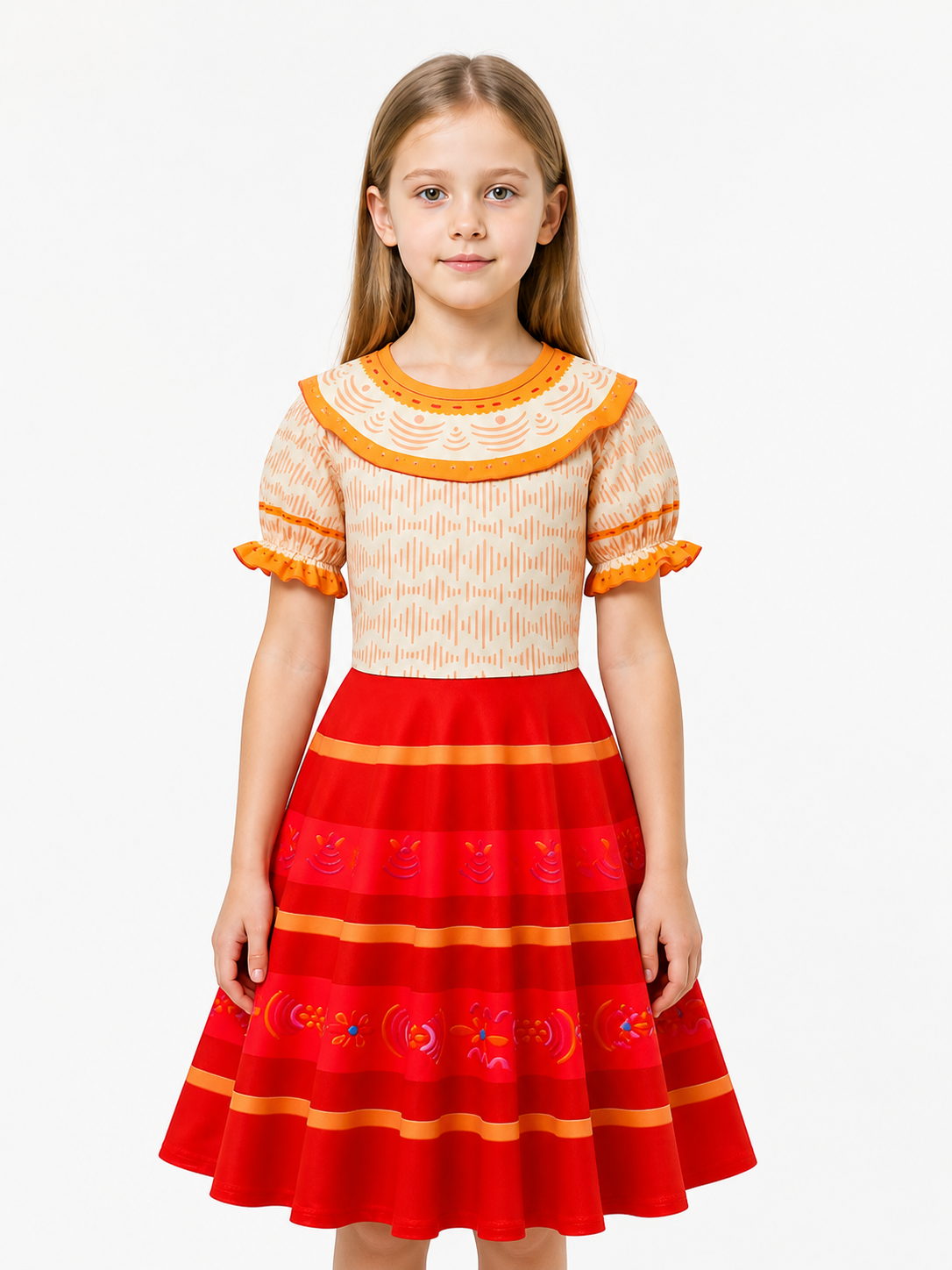 Costume Dress with a Full Circle Skirt and Puff Sleeves Costume Dresses detail 3