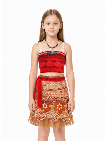 Moana Two-Piece Costume with Fringe and Necklace Costumes detail 3