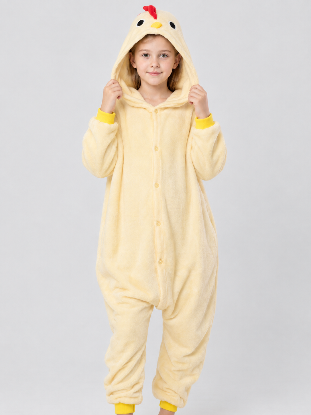 Hooded Pajama Jumpsuit with Chick Face