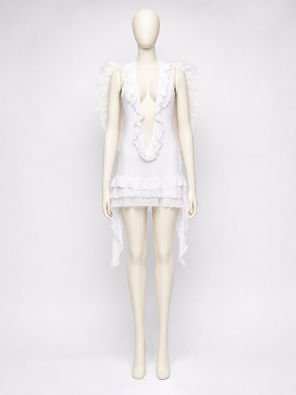 Angel Costume with Wings and Ruffles for Cosplay Costumes detail 2