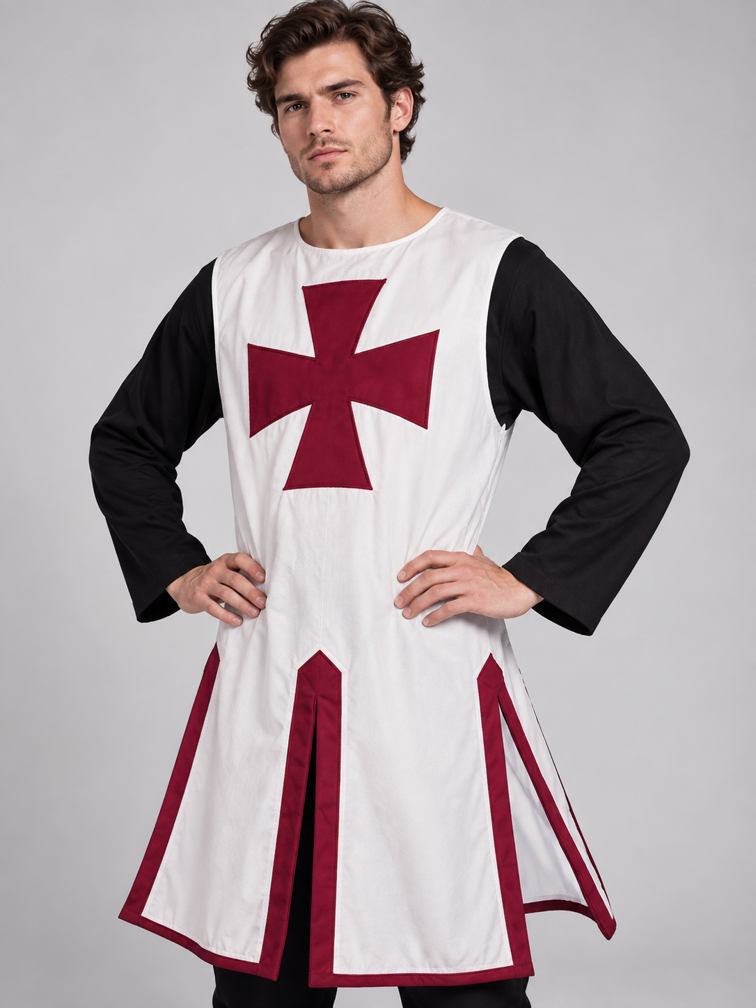 Medieval Tunic Wine with Cross and Trim