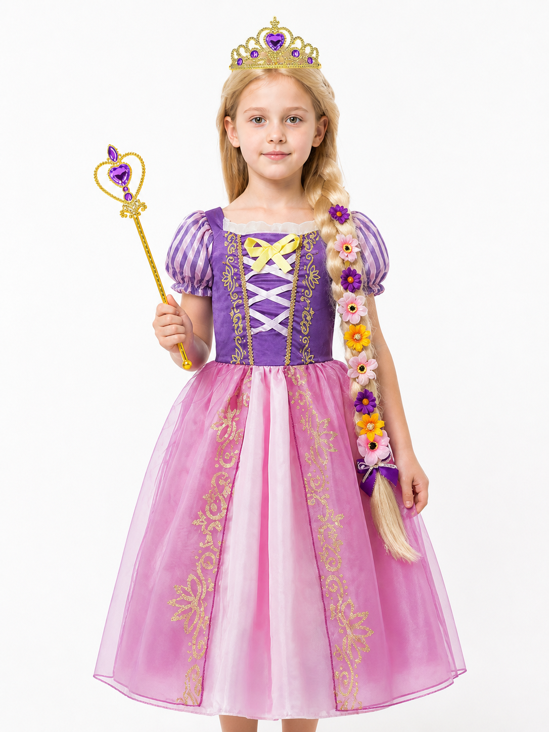 Rapunzel Princess Costume with Wig and Crown Costume Wigs detail 3