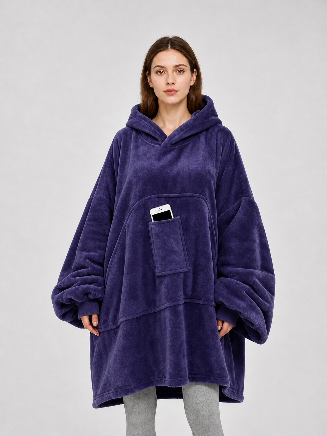 Flannel Blanket with Sleeves, Hood, and Large Pocket Wearable Blankets detail 3