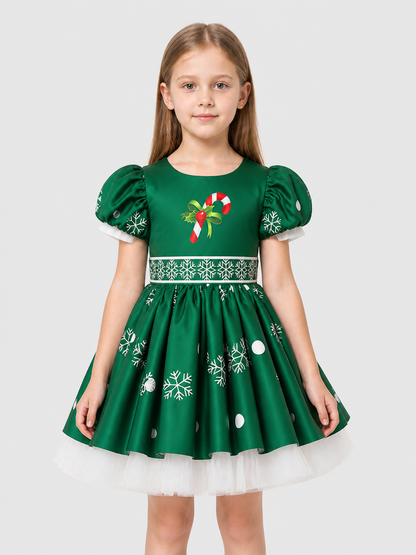 Children’s New Year’s dress with snowflakes and a full skirt product detail 3