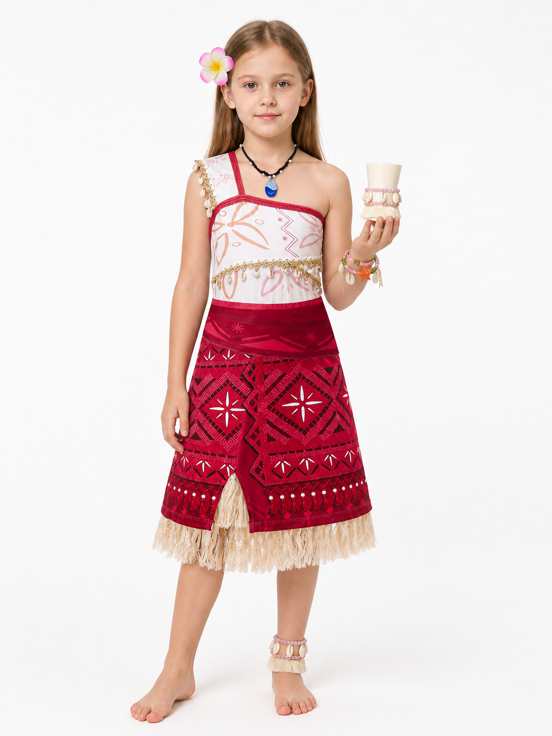 Moana One-Shoulder Dress with Shells and Fringe Costume Dresses detail 3