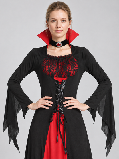 Gothic Carnival Dress with Red Lacing Costume Dresses detail 2