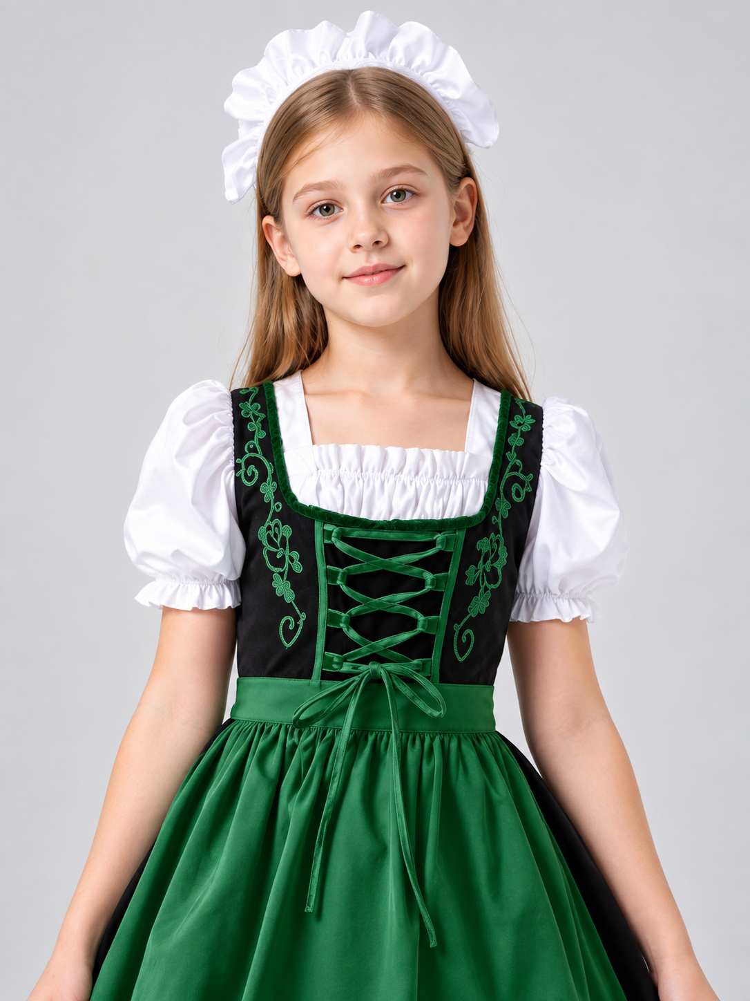 Bavarian-Style Costume with Apron and Headpiece