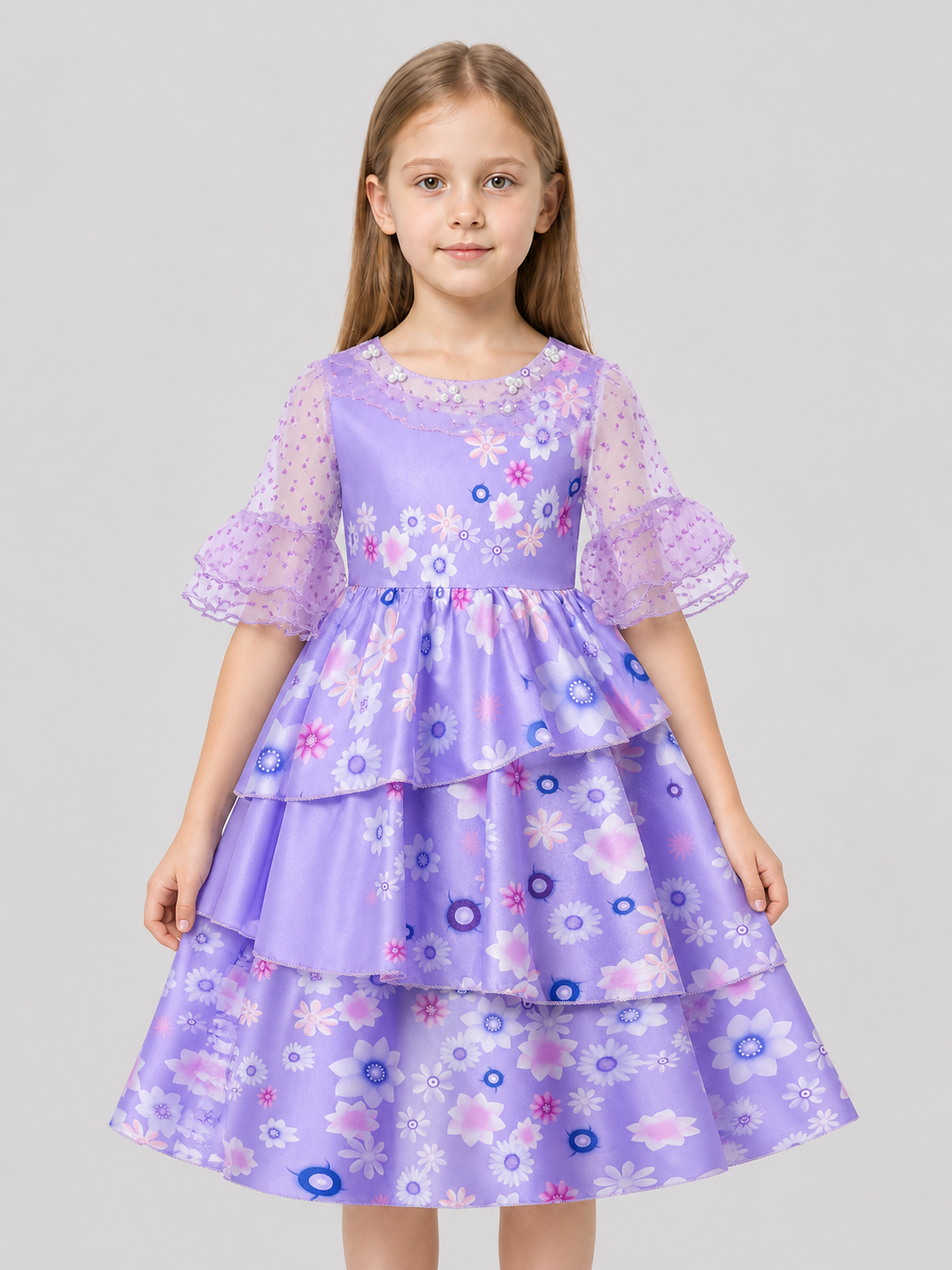 Children's Fancy Purple Cosplay Dress with Ruffles Costume Dresses detail 3